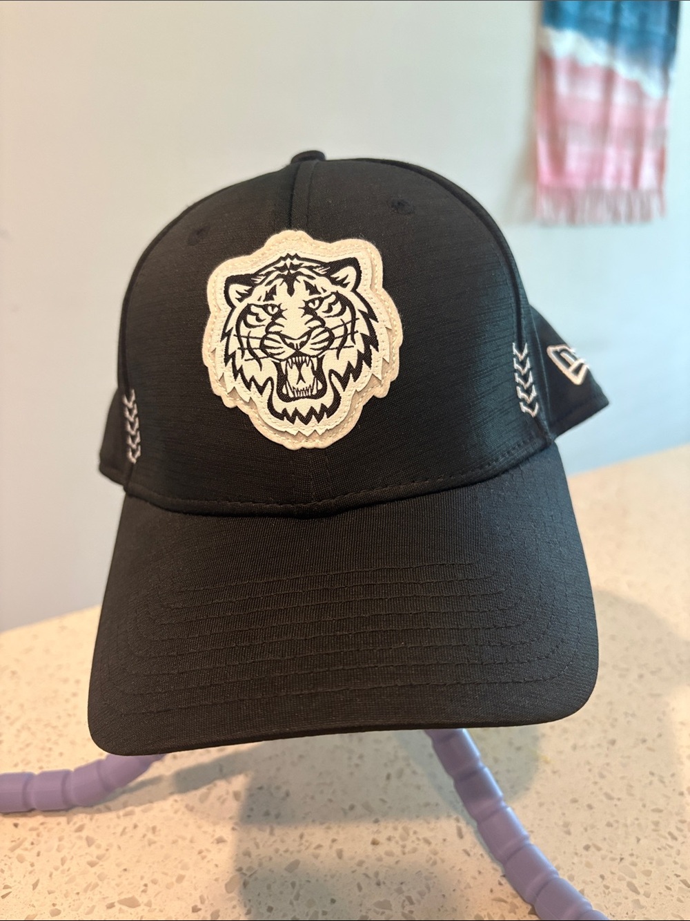 New Era Black Cap with White Tiger Patch